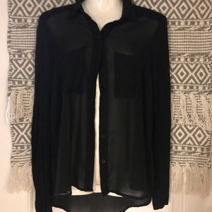 Black sheer button up top